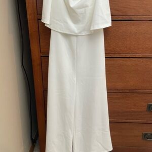 Blue Blush White Wide Leg Strapless Jumpsuit